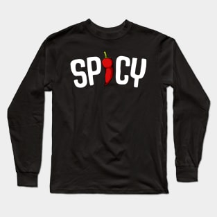 Spicy Chili Lettering Hot Vegetable Pepper Long Sleeve T-Shirt